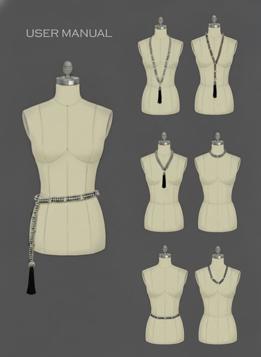 Beaded Adjustable Chain Belt with Removable Tassel