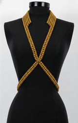 V-Neck Beaded Harness w/ Collar Stand - 6 Looks in 1