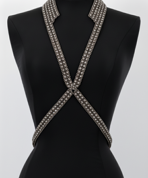 V-Necklace Harness on a mannequin against a white background by Object & Dawn