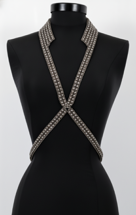 V-Necklace Harness on a mannequin against a white background by Object & Dawn