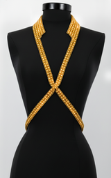 V-Neck Beaded Harness w/ Collar Stand - 6 Looks in 1