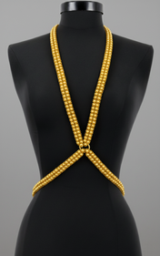 X-Shape Harness Necklace on a black mannequin against a gray background by Object & Dawn.