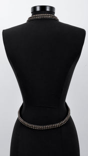 X-Shape Harness Necklace on a mannequin against a white background by Object & Dawn