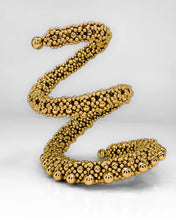 Beaded Zeitan Spiral Cuff in Gold, premium handcrafted accessory, beaded detail in white back ground by Object & Dawn