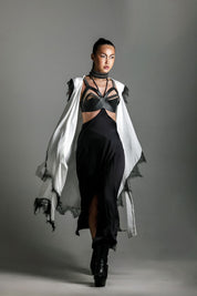Zetian Leather Beaded Bra Top