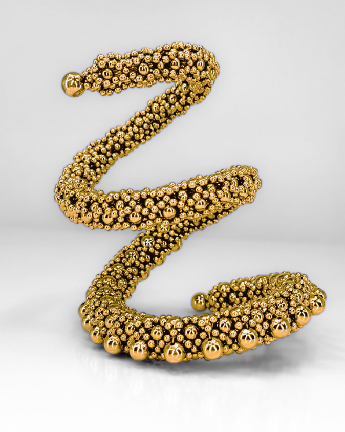 Zetian Beaded Spiral Cuff in 22K Gold wash
