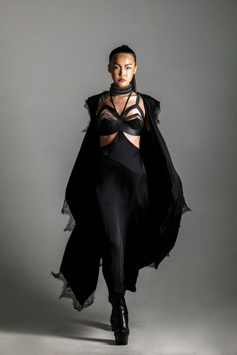 Zetian Leather Beaded Bra Top