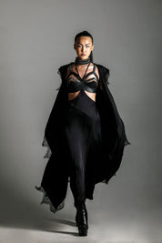 Zetian Leather Beaded Bra Top