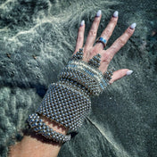 beaded modular cuffs by object and dawn in silver beads