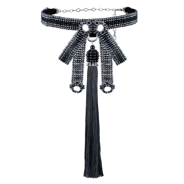 Amaya Modular Bow Choker in Jet Black