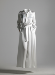 Anais Long Sleeve Silk Shirt Dress, White