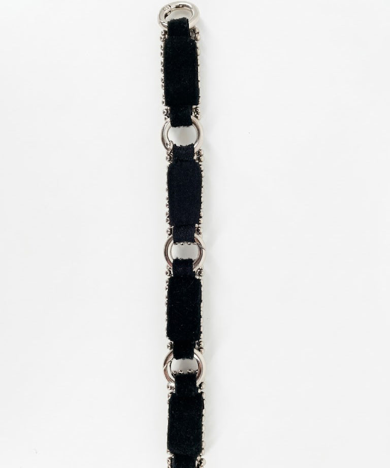 Object & Dawn headband featuring soft velvet lining and intricate beaded link craftsmanship
