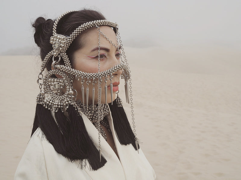 Khutulun Modular Headpiece System w/ Spikes Face Bar in Silver