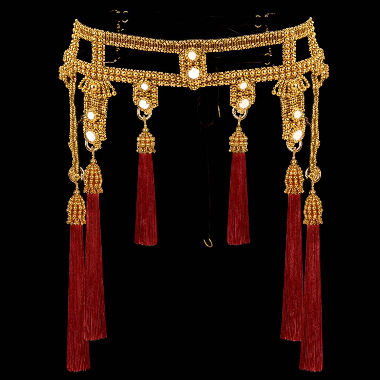 AMAYA-GARTER-BELT--GOLD---front-w-burgundy-tassels.jpg