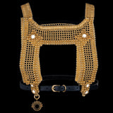 Artemisia Mesh Top in Gold w/ Leather Belt