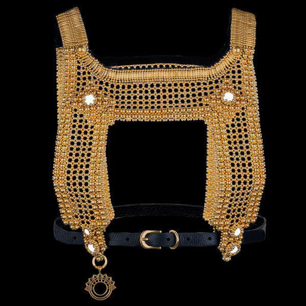 Artemisia Mesh Top in Gold w/ Leather Belt