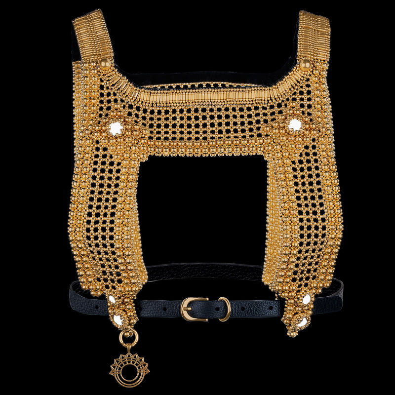 Artemisia Mesh Top in Gold w/ Leather Belt