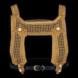 Artemisia Mesh Top in Gold w/ Leather Belt