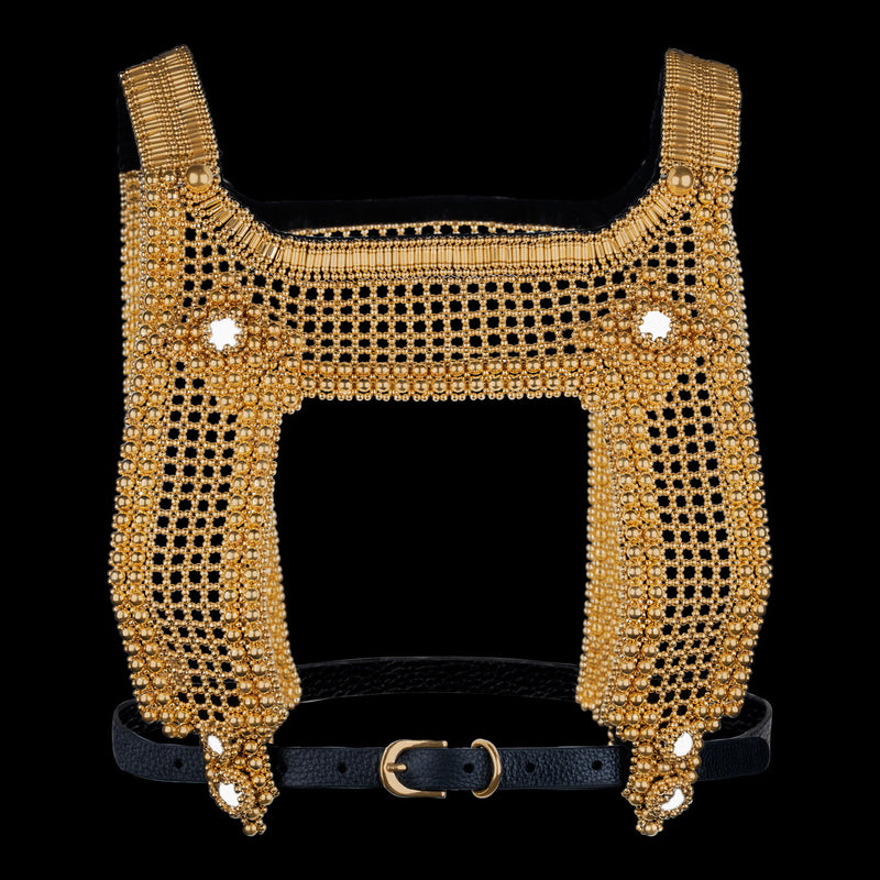 Artemisia Mesh Top in Gold w/ Leather Belt