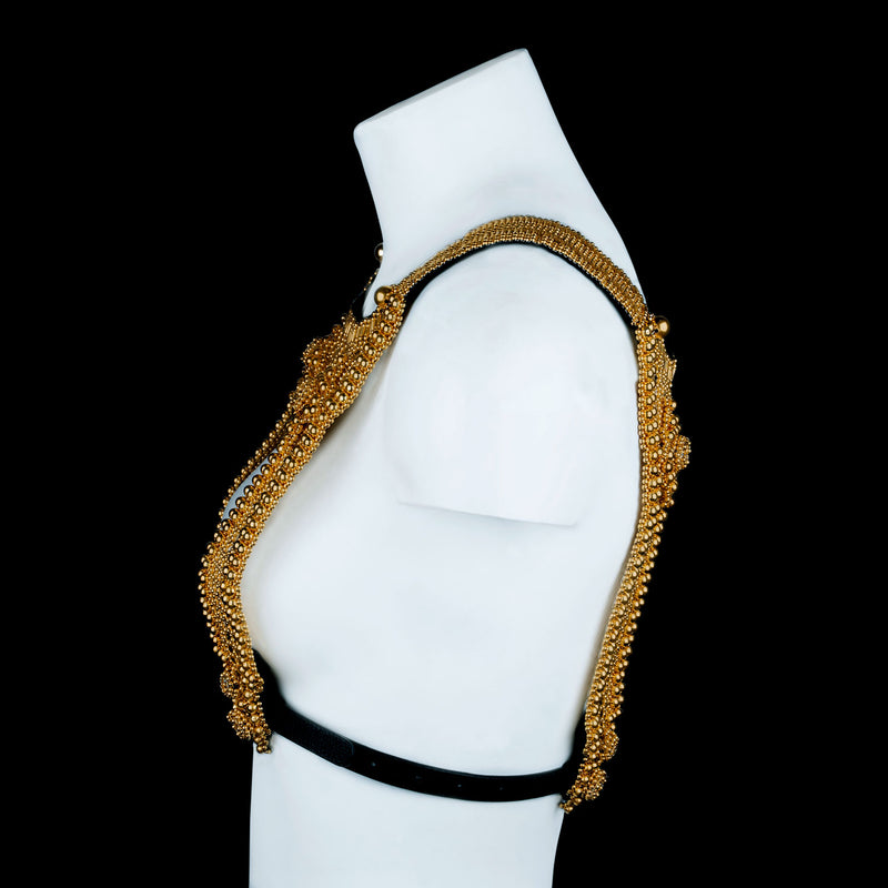 Artemisia Mesh Top in Gold w/ Leather Belt