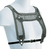 Artemisia Mesh Top in Silver w/ Leather Belt