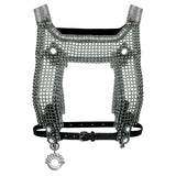 Artemisia Mesh Top in Silver w/ Leather Belt