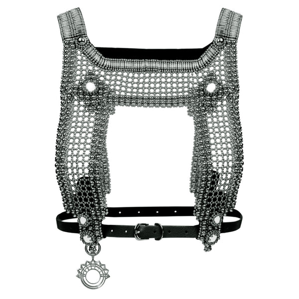 Artemisia Mesh Top in Silver w/ Leather Belt