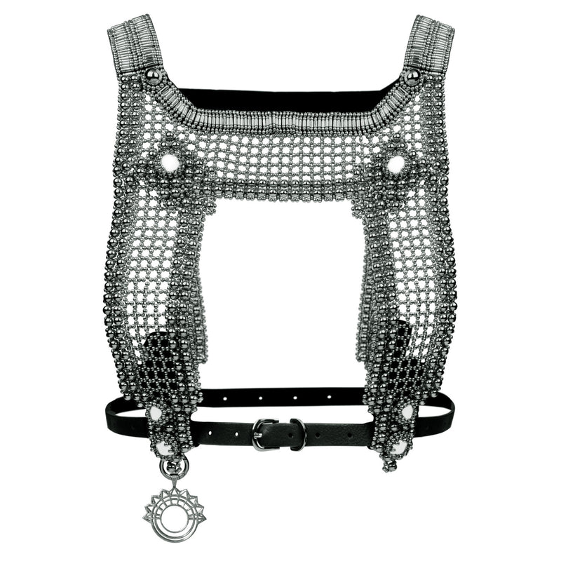 Artemisia Mesh Top in Silver w/ Leather Belt
