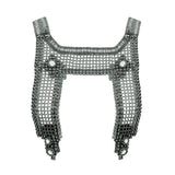 Artemisia Mesh Top in Silver w/ Leather Belt