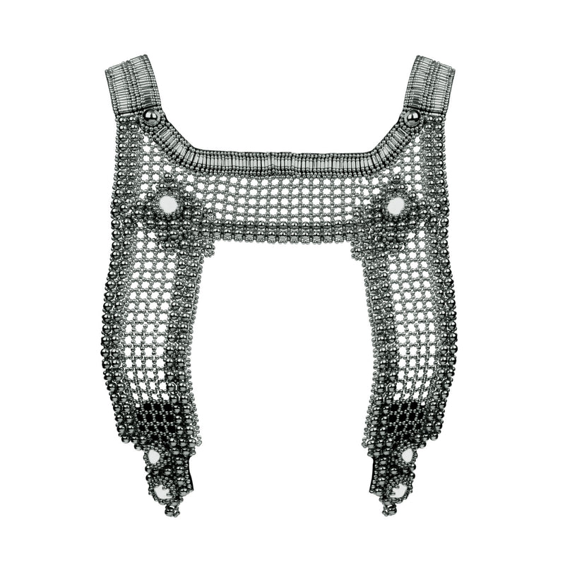 Artemisia Mesh Top in Silver w/ Leather Belt