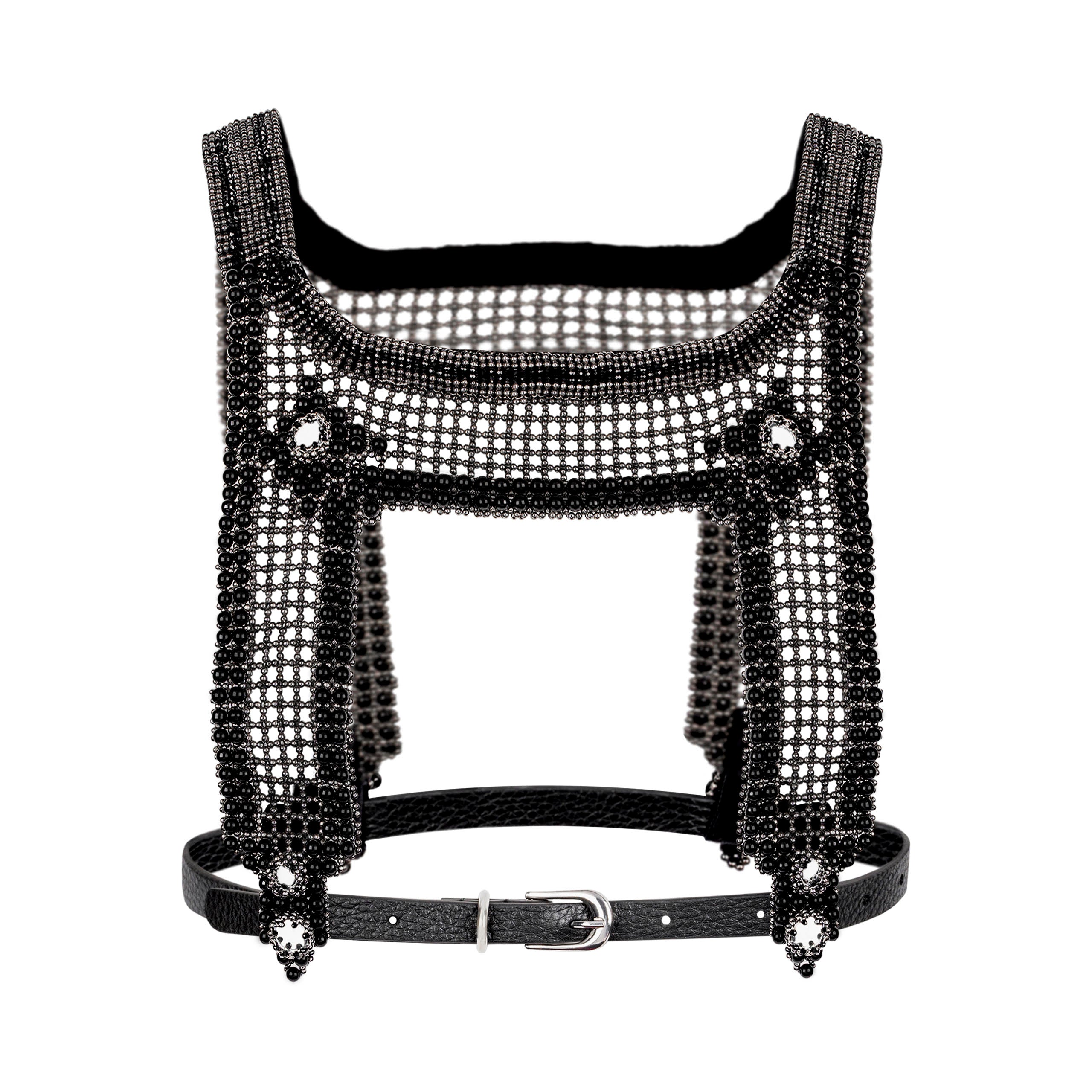 Artemisia Mesh Top in Jet Black with 4 Tassels