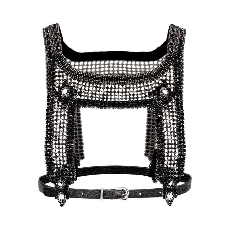 Artemisia Mesh Top in Jet Black w/ Leather Belt