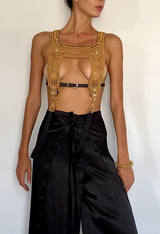 Artemisia Mesh Top in Gold w/ Leather Belt