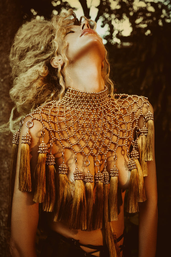 Gold Freja Modular Cape w/ Removable Polyester Tassels in 4 Color Options