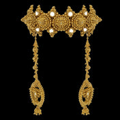handcrafted modular crown from fully coated silver beads with 22k gold wash in black background