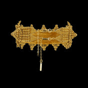 Object&Dawn handcradted modular crown in gold from fully coated silver beads with 22k gold wash in black background