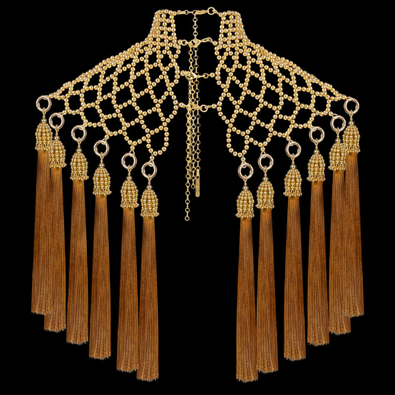 Gold Freja Modular Cape w/ Removable Polyester Tassels in 4 Color Options