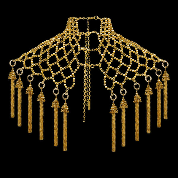 Freja Modular Cape w/ Removable Chain Tassels in Gold
