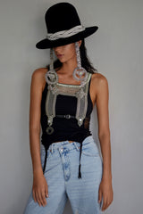 Artemisia Mesh Top in Silver w/ Leather Belt