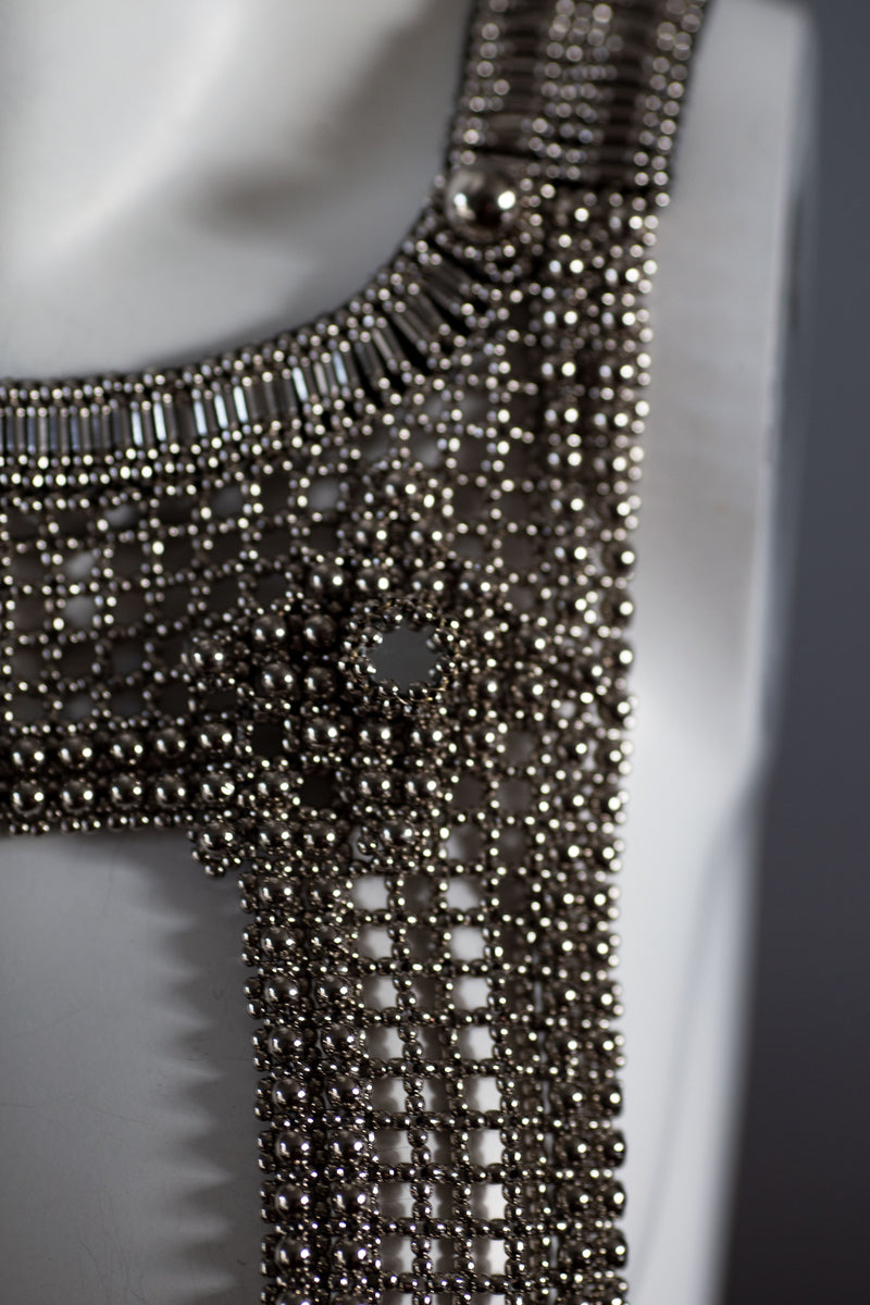 Artemisia Mesh Top in Silver w/ Leather Belt
