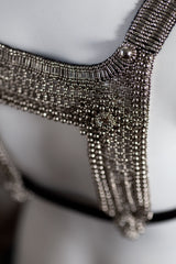 Artemisia Mesh Top in Silver w/ Leather Belt