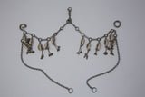 Complete Jas Modular Headpiece System:  w/Face Chain & Cowrie Shell Tassels, in Silver