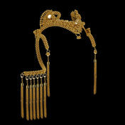 modular beaded jas headpiece system from 22 gold washed metal beads from object and dawn in black background