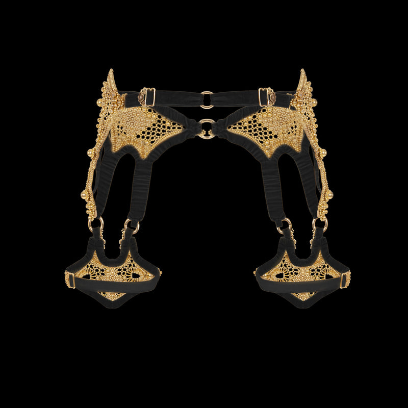 Khutulun Modular Garter Belt + 2 Khutulun Garter Bands in Gold