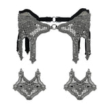 Khutulun Modular Garter Belt + 2 Garter Bands in Silver