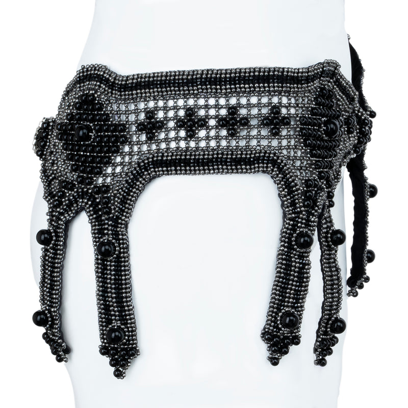 Khutulun Complete Body System in Jet Black: Harness, Bodice, Garter Belt, 2 Garter Bands