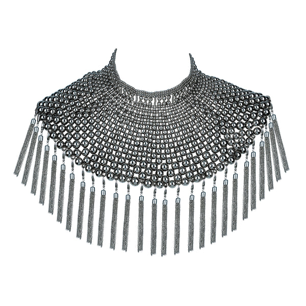Namaka Modular Necklace w/ removable metal tassels in Silver