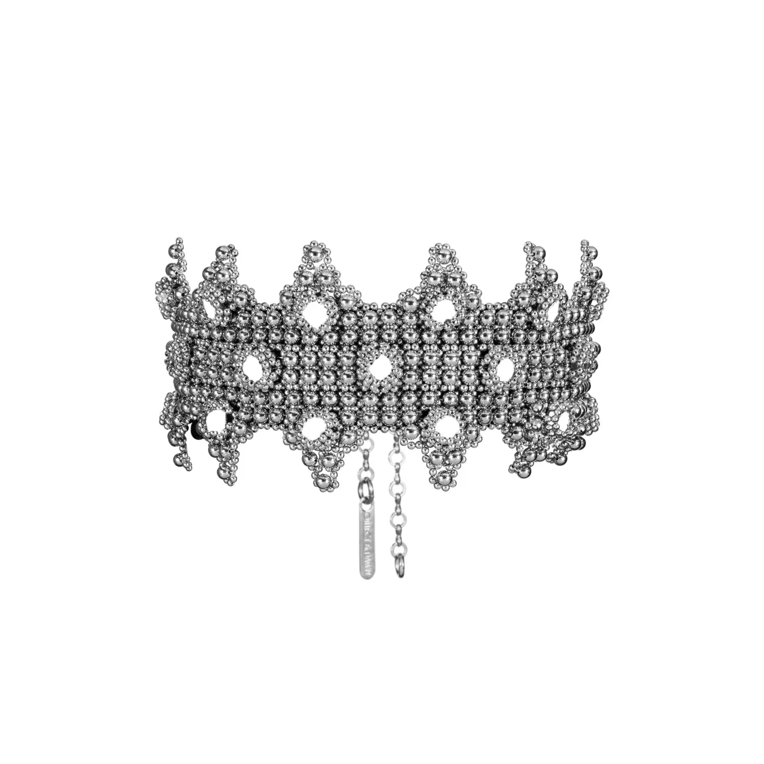 Object and Dawn modular beaded sappho crown in silver by object and dawn ghost image front view