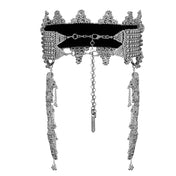 Beaded modular crown with clusters in silver by object and dawn ghost image, back view