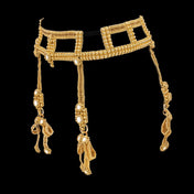 Object and Dawn Teuta modular belt with amaya bow gold ghost image in black background side view